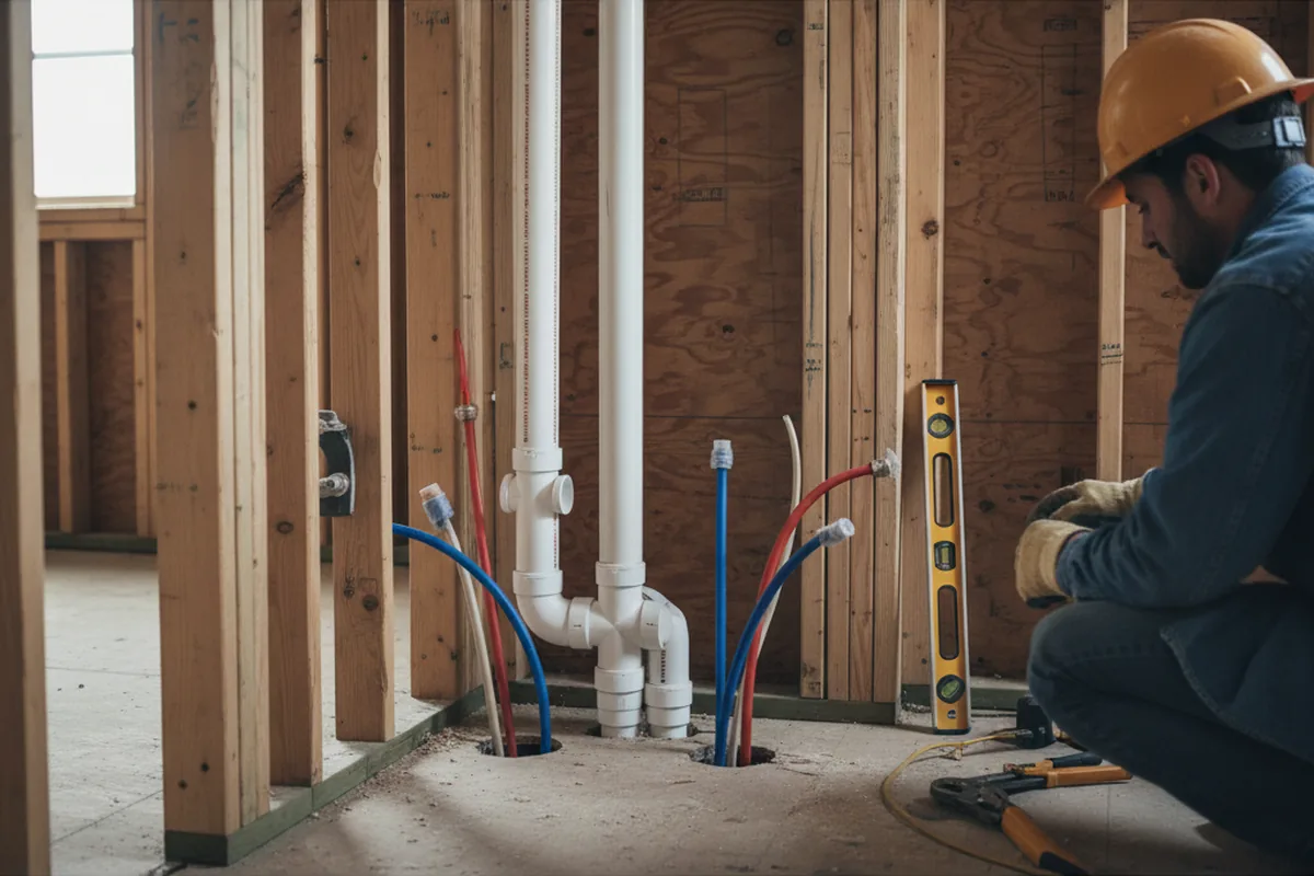 Drain and supply rough-in during Leak Detection in West Memphis